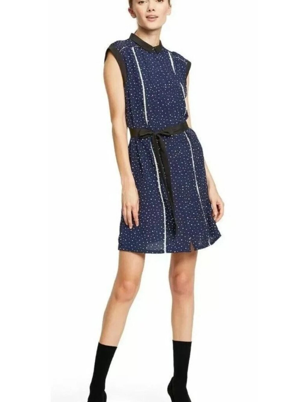 JASON WU TARGET S/S POLKADOT COLLARED MINI SHIFT DRESS NAVY SIZE S